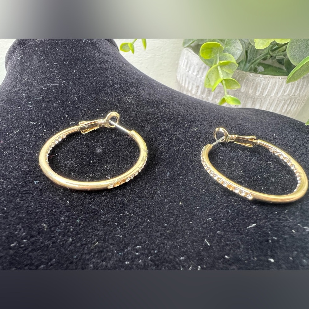 Faux Diamond Hoop Earrings